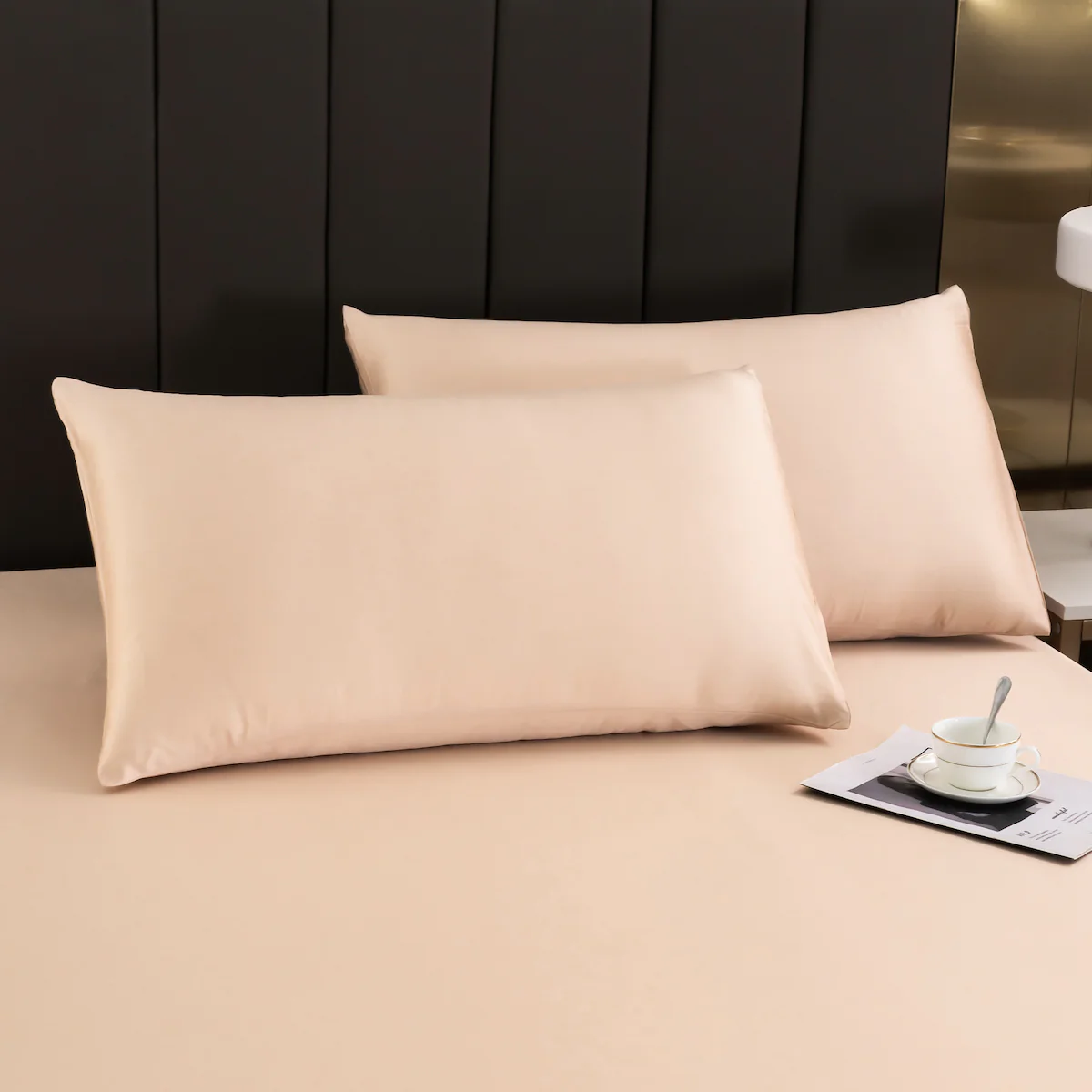 Apricot Solid Color TENCEL™ Lyocell Pillow Sham Set - Image 3