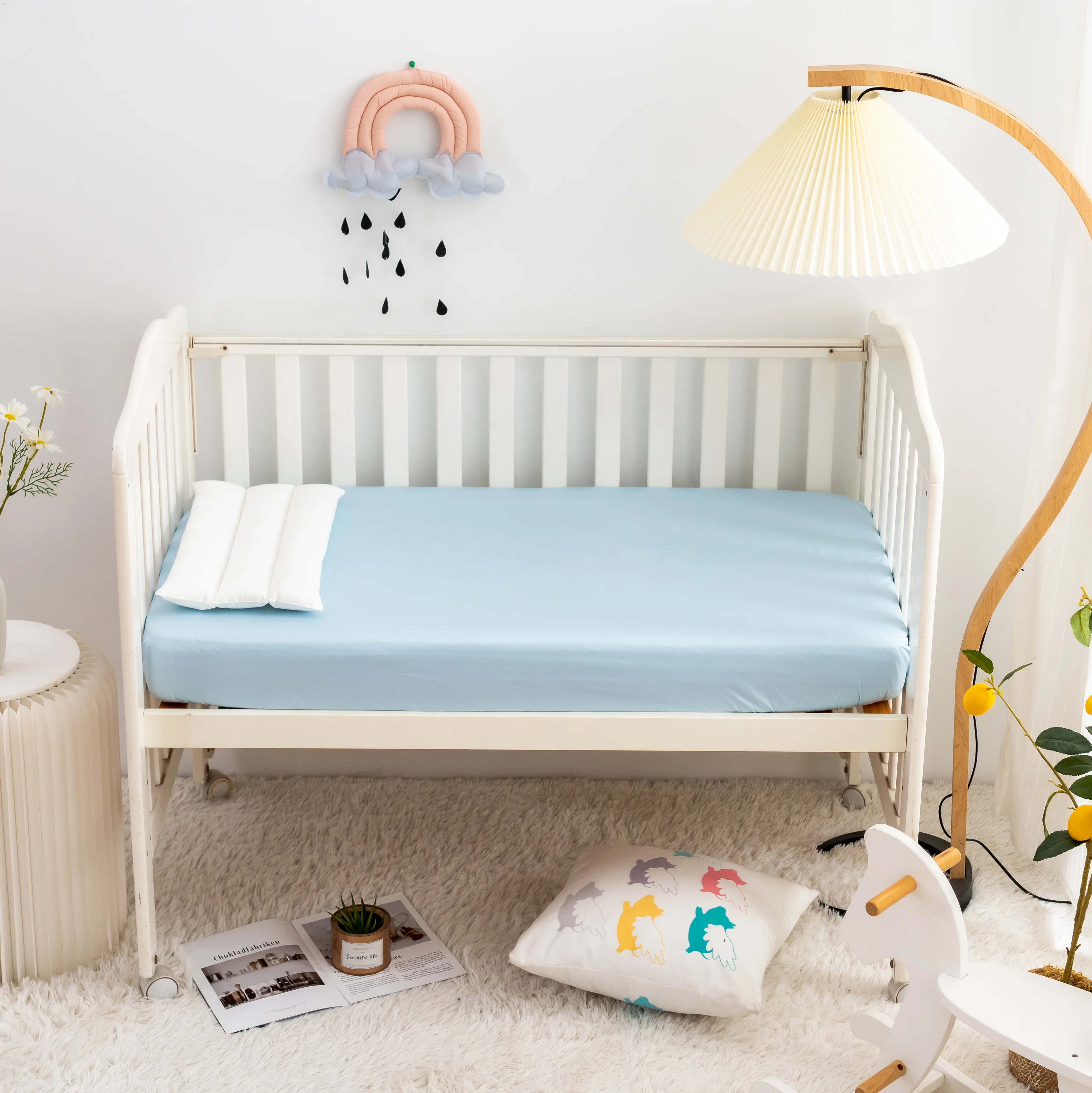 Baby Crib Fitted Sheet- PK/BL - Image 4