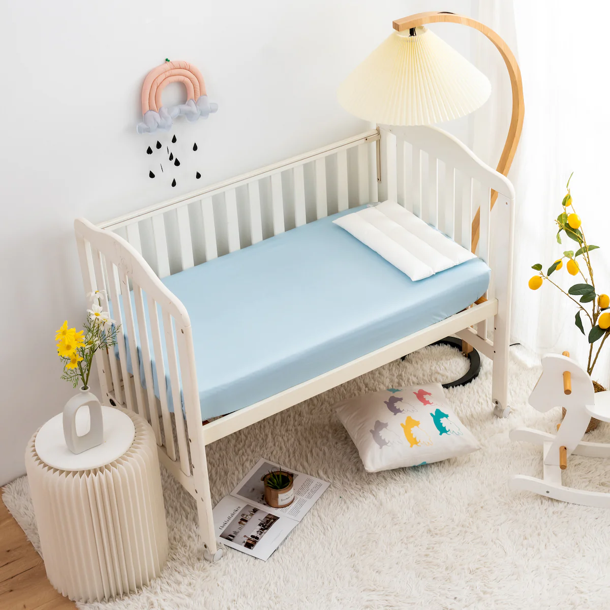 Baby Crib Fitted Sheet- PK/BL - Image 5