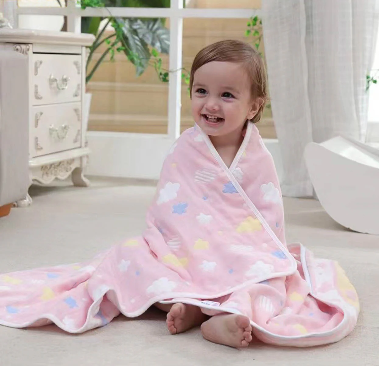 Colorful Cloud Cartoon Cotton Baby Blanket - Image 4
