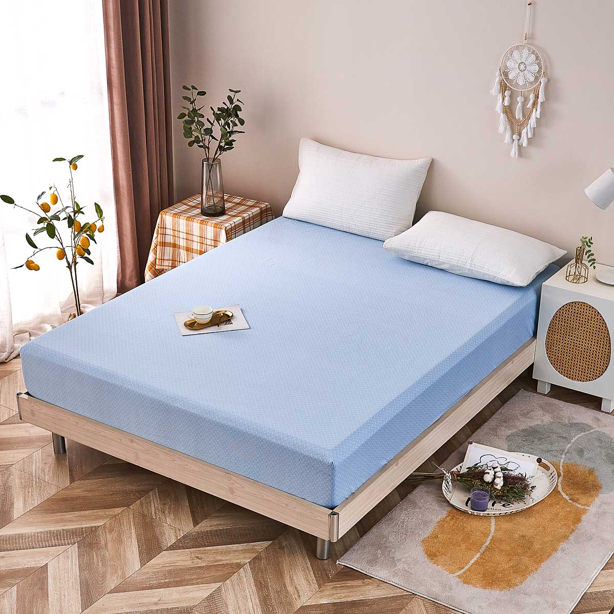 Gamma-Bluish Blue Cotton Fitted Sheet - Image 4