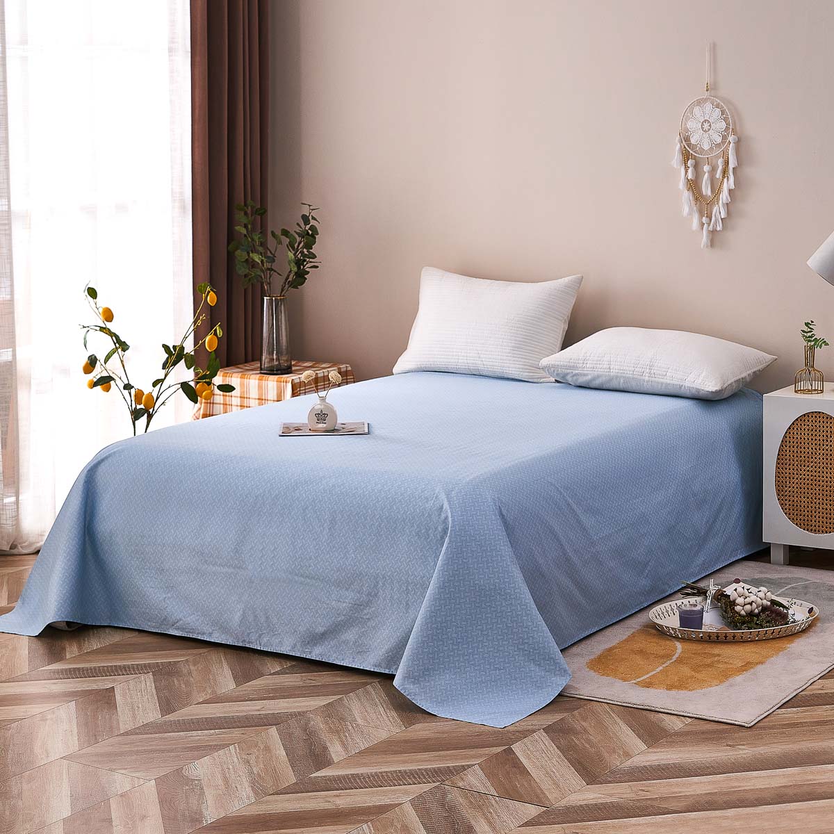 Gamma-Bluish Blue Cotton Flat Sheet - Image 4