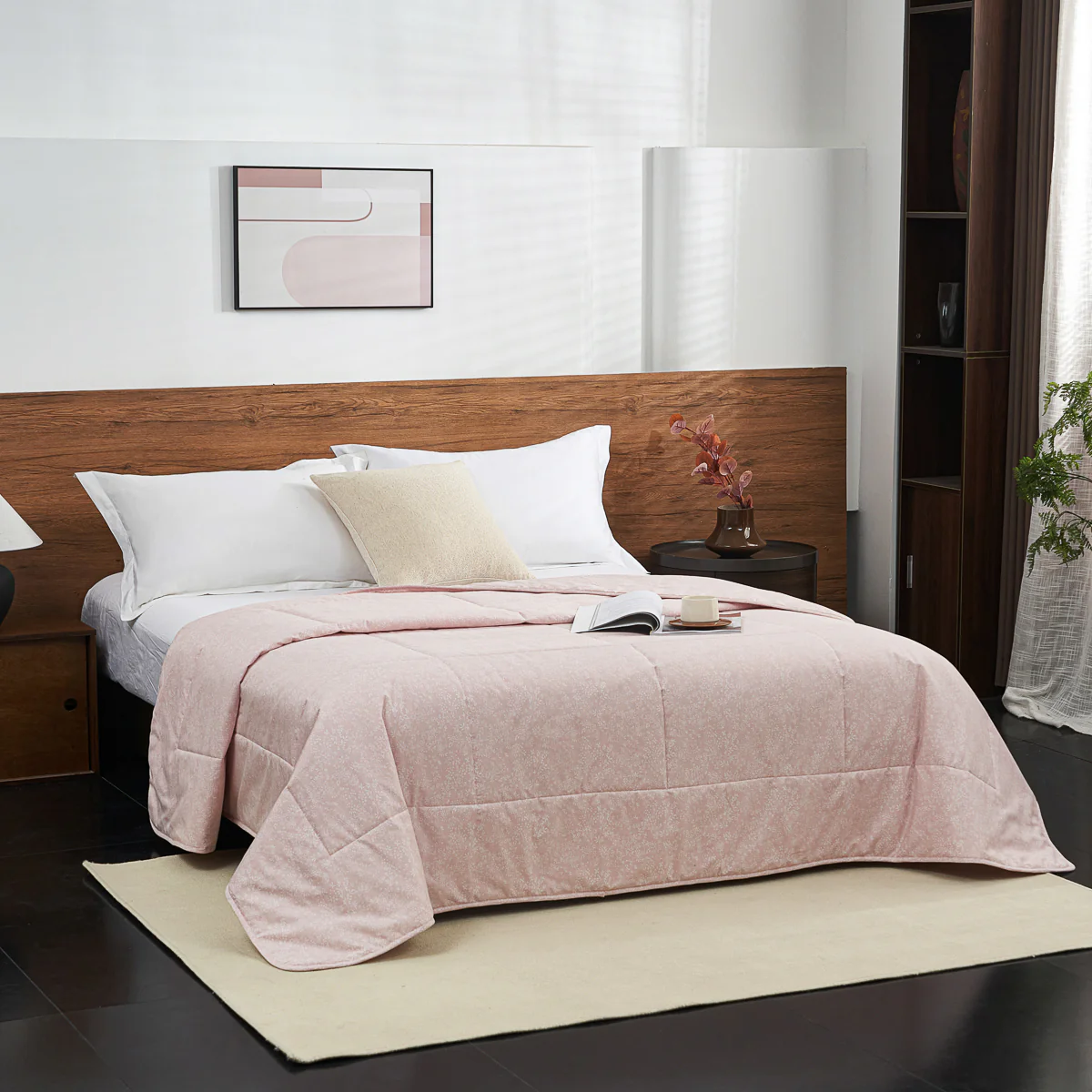 Kai Jade Pink Cotton Light Comforter - Image 5