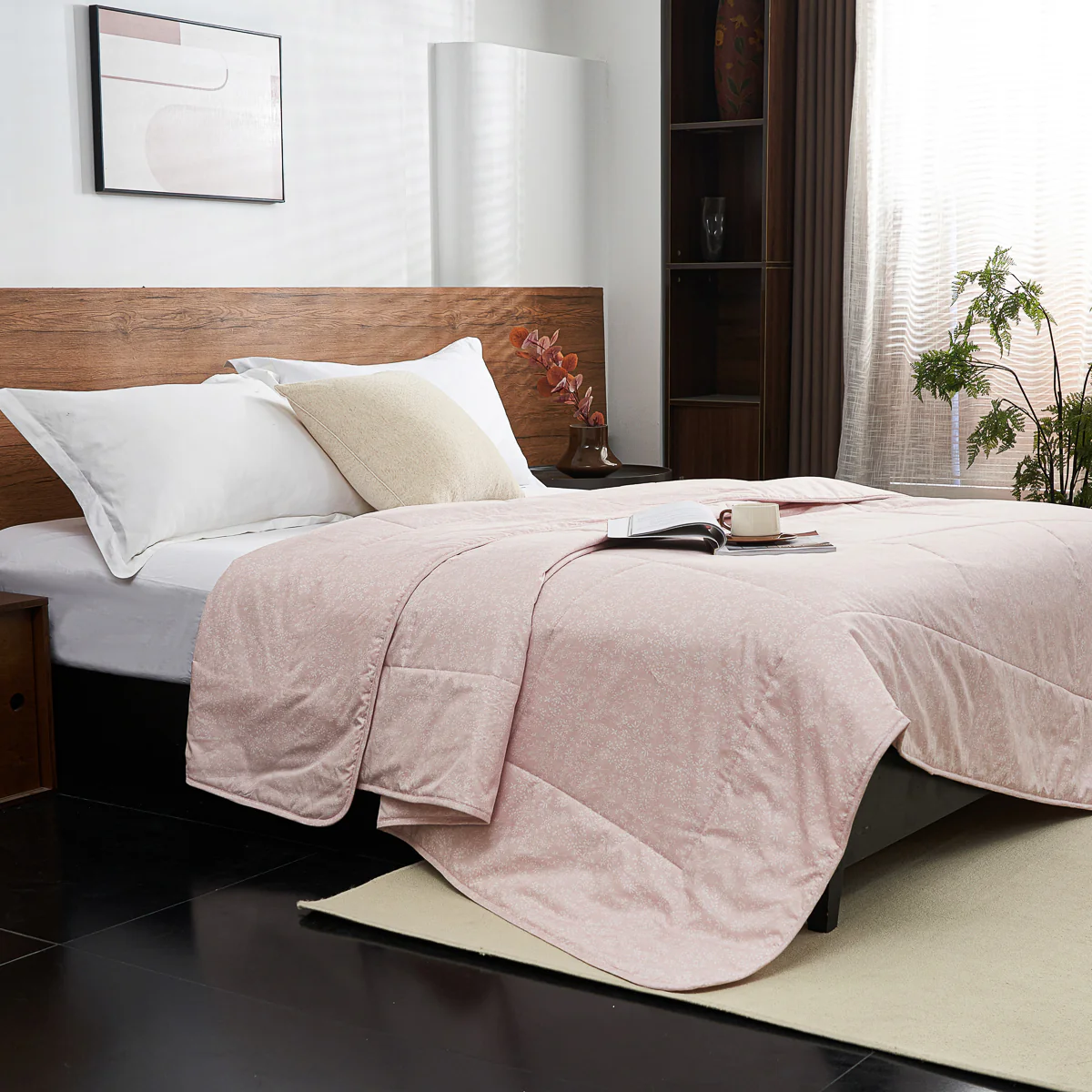 Kai Jade Pink Cotton Light Comforter - Image 6