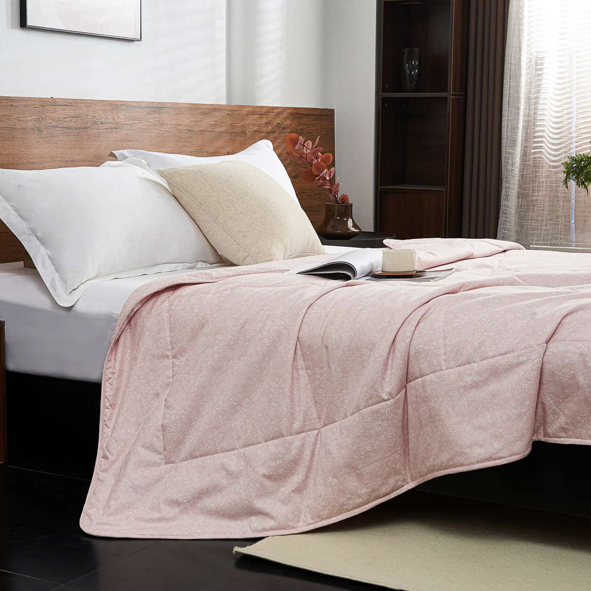 Kai Jade Pink Cotton Light Comforter - Image 8