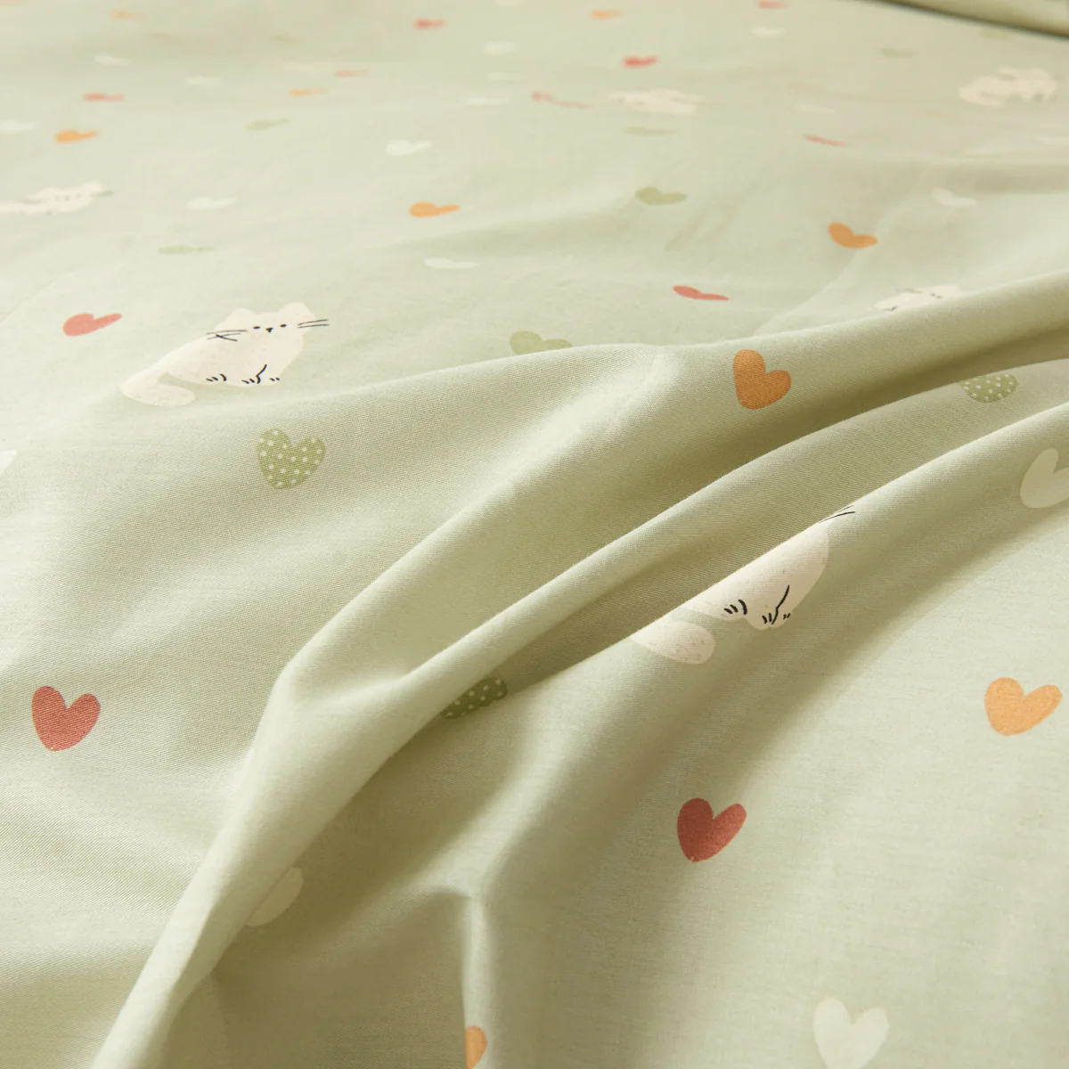 Kitty Cotton Fitted Sheet Duvet Cover Set - Image 10