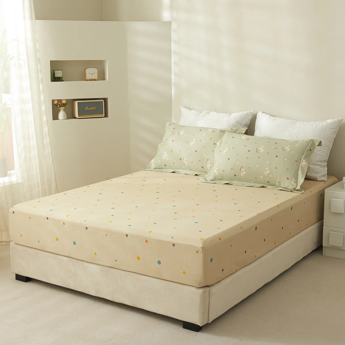 Kitty Cotton Fitted Sheet Duvet Cover Set - Image 7