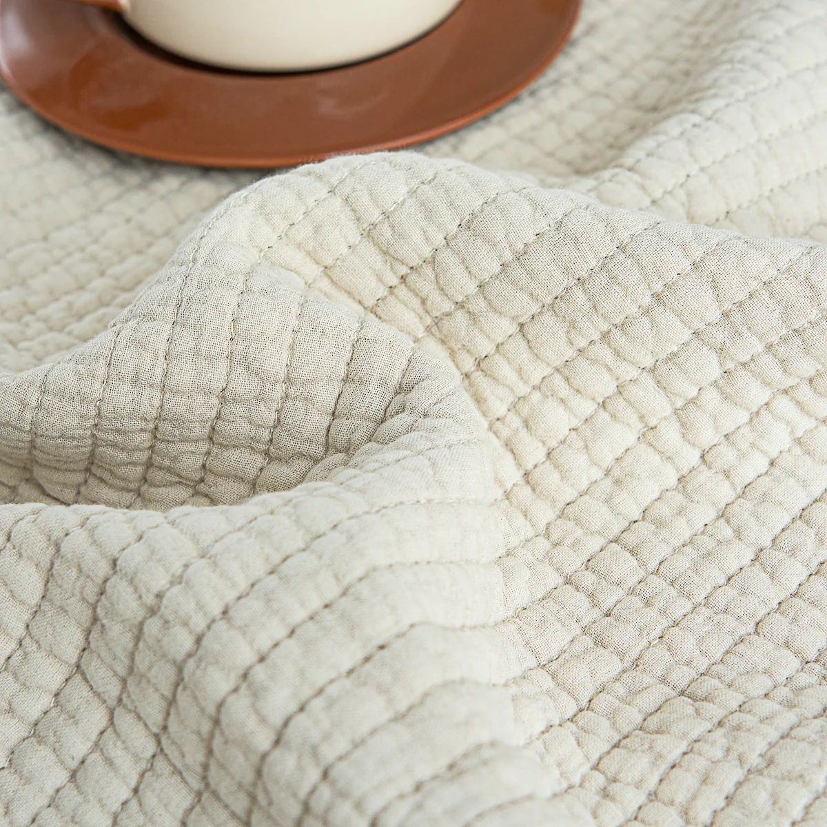 Mocha Beige Solid Color  Cotton Quilt Set - Image 4