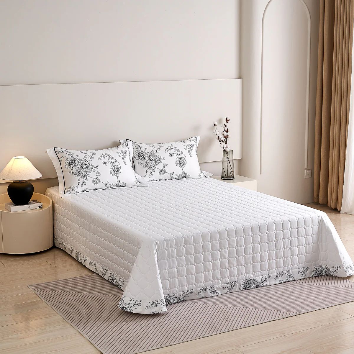 Peony Floral Premium Cotton Bedspread Set - Image 10