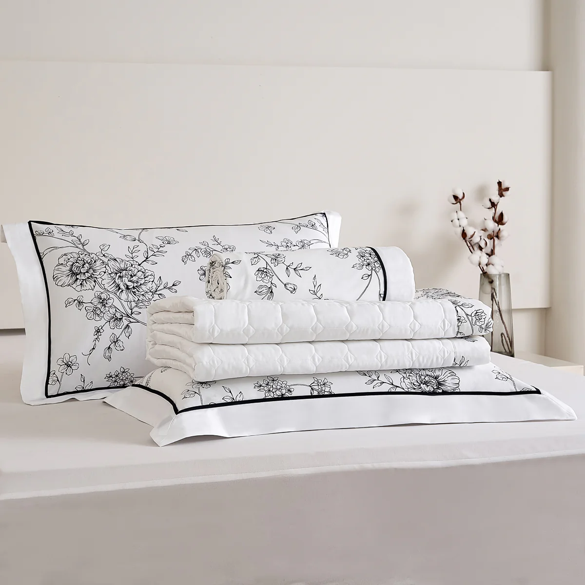 Peony Floral Premium Cotton Bedspread Set - Image 4