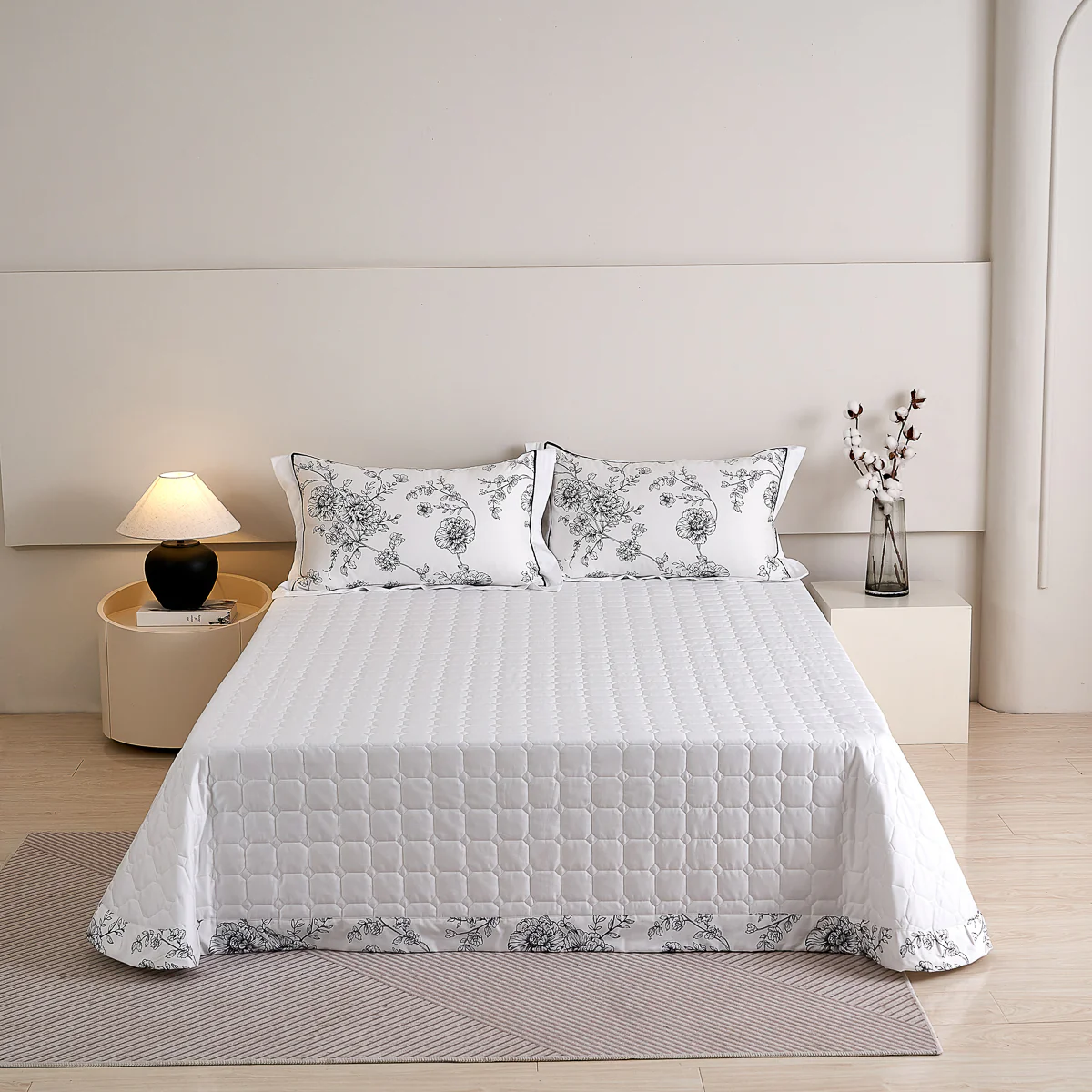 Peony Floral Premium Cotton Bedspread Set - Image 9