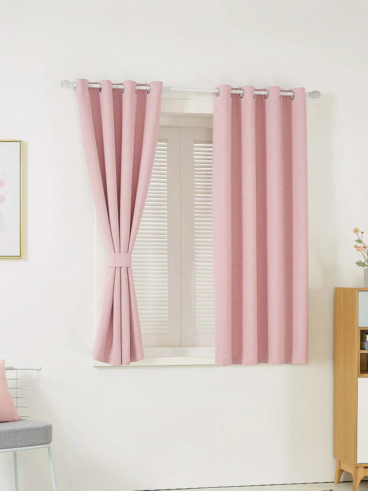 Solid Elegant Pink Curtain - Image 3