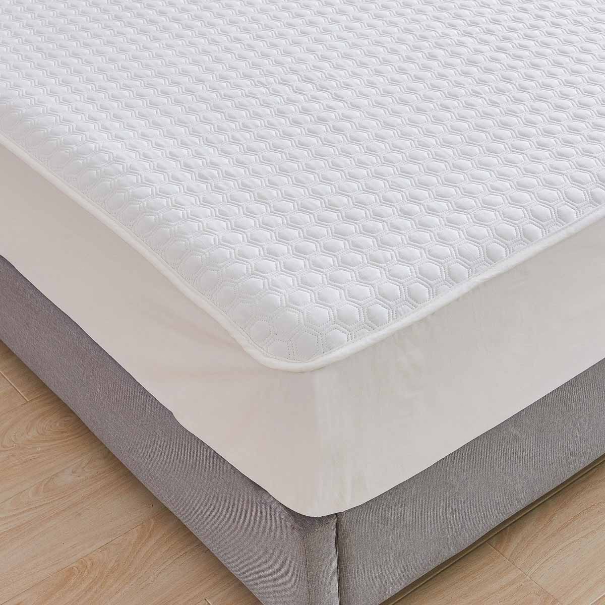 Solid White Quilted Cotton Mattress Topper - Image 5