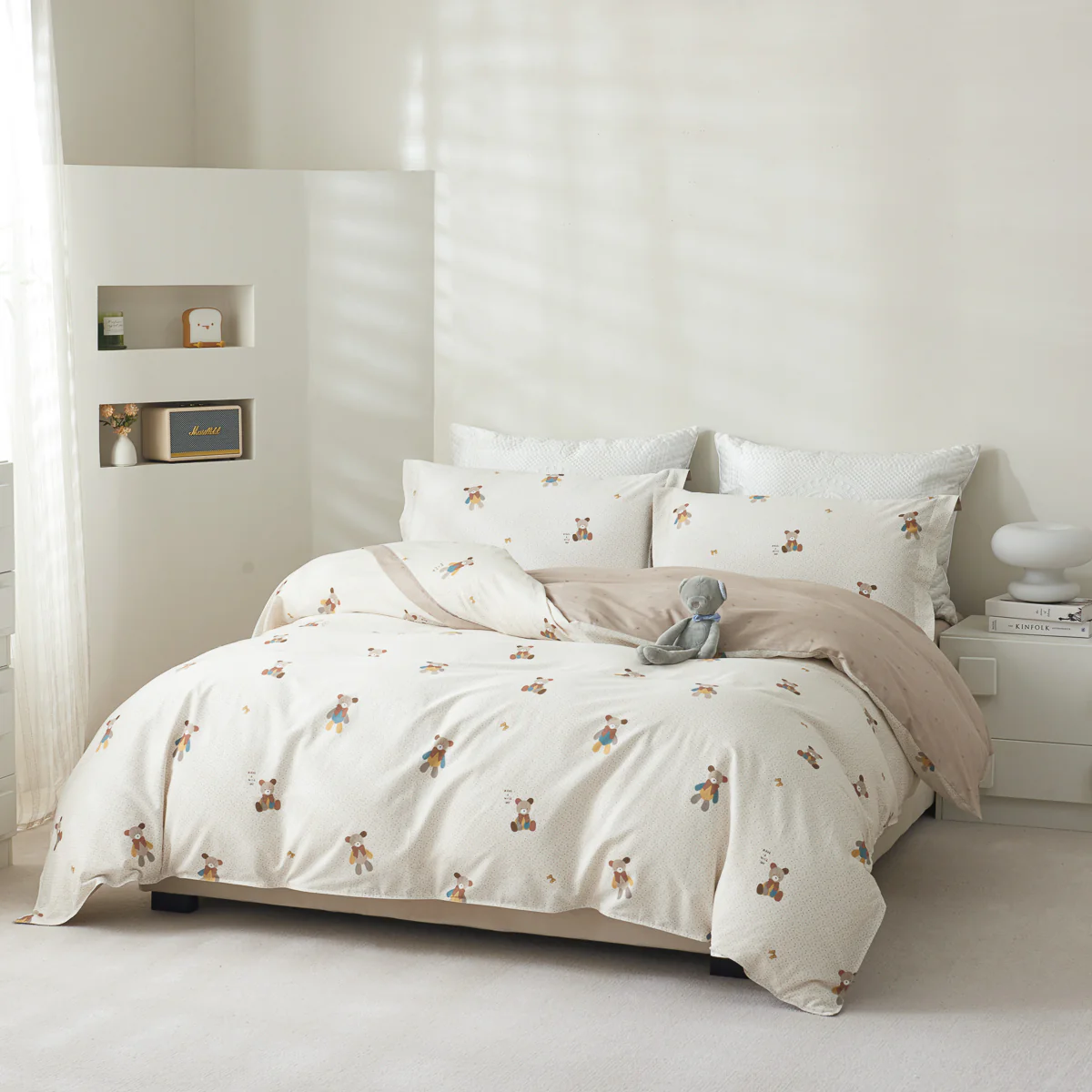 Tara Cotton Fitted Sheet Duvet Cover Set - Image 3