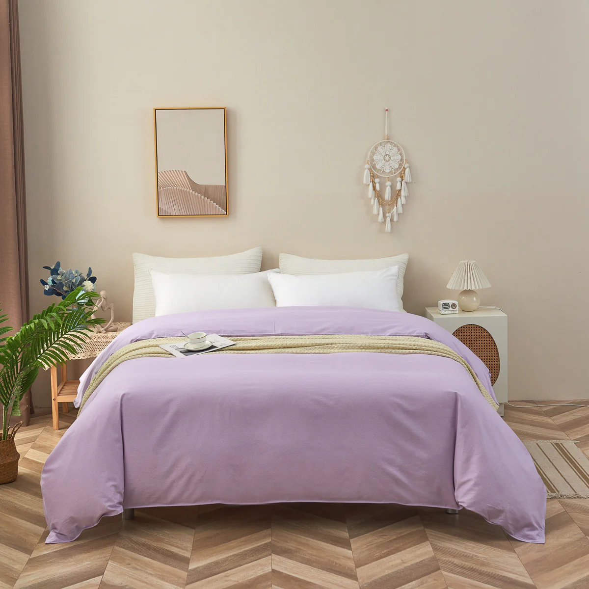 Theta Lilac Purple Pattern Cotton Duvet Cover - Image 3