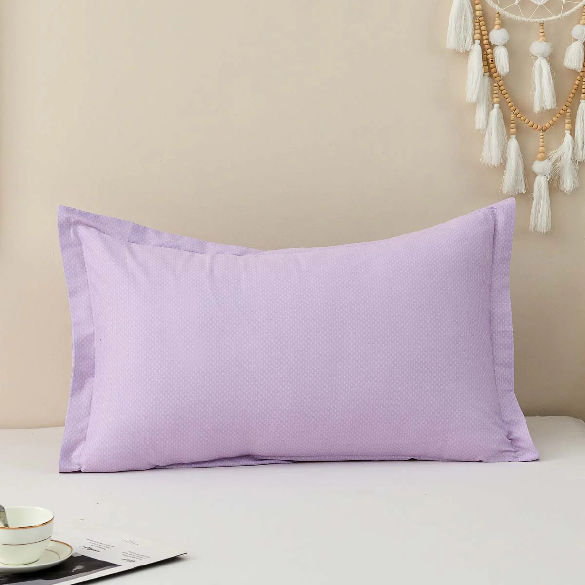 Theta Lilac Purple Pattern Cotton Pillow Sham - Image 5