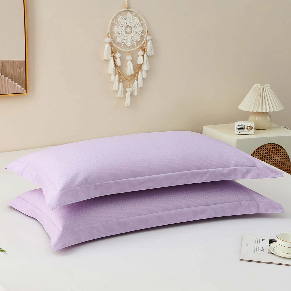 Theta Lilac Purple Pattern Cotton Pillow Sham - Image 6
