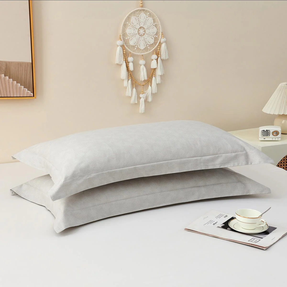 Upsilon Smoky Gray Pattern Cotton Pillow Sham - Image 10