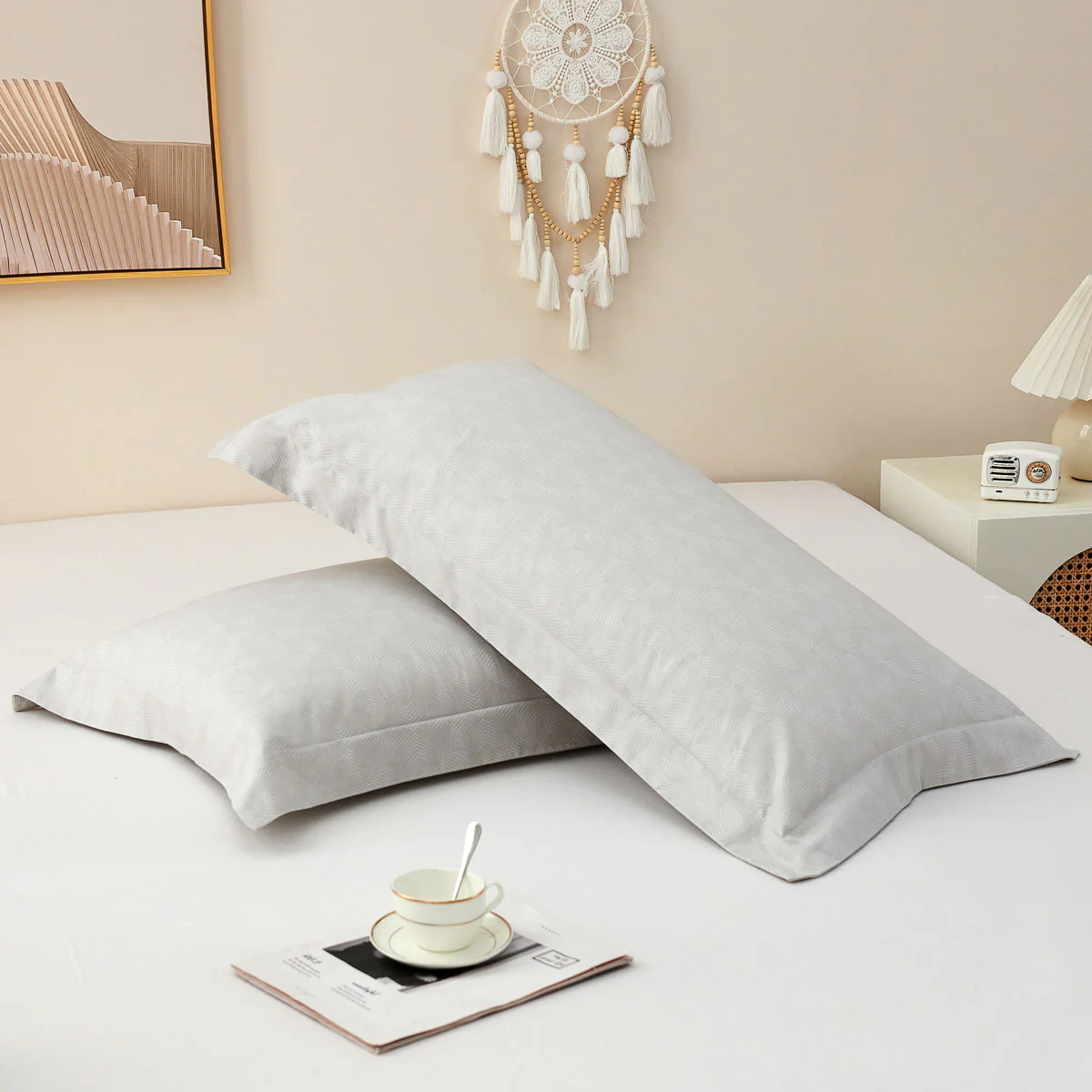 Upsilon Smoky Gray Pattern Cotton Pillow Sham - Image 11