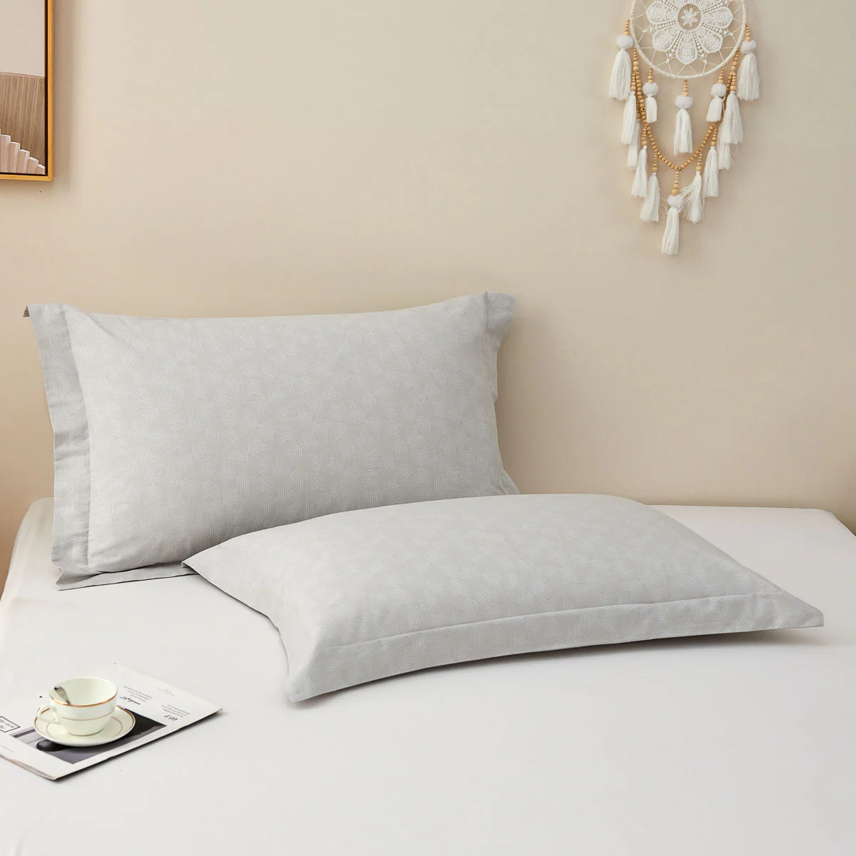 Upsilon Smoky Gray Pattern Cotton Pillow Sham - Image 3