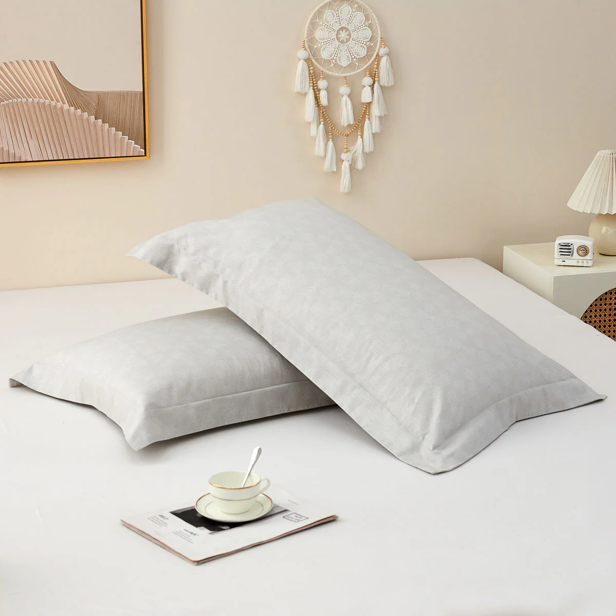 Upsilon Smoky Gray Pattern Cotton Pillow Sham - Image 7